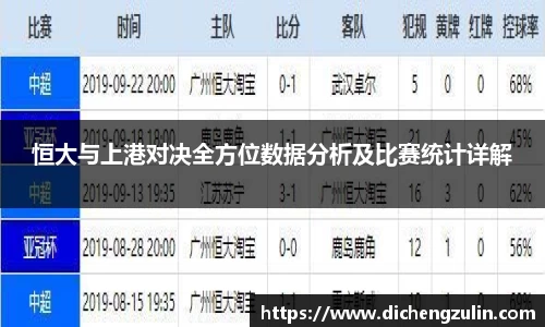 恒大与上港对决全方位数据分析及比赛统计详解